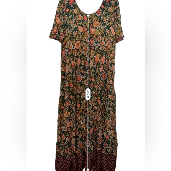 NATURAL LIFE Floral Maxi Dress - Green and Orange - Picture 7 of 9